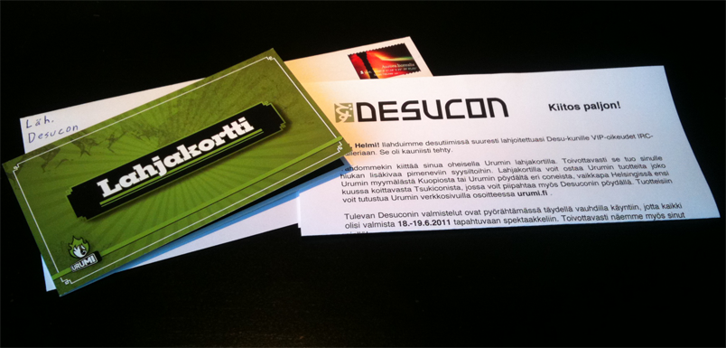 Kiitospostia Desuconilta Kiitospostia Desuconilta